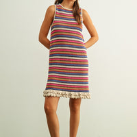 Boho Crochet Knit Mini Dress