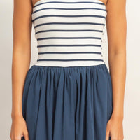 Striped Strapless Contrast Maxi Dress