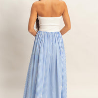 Striped Strapless Contrast Maxi Dress