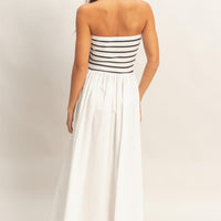 Striped Strapless Contrast Maxi Dress