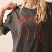 Bow Print Vintage Wash Graphic Tee Dress