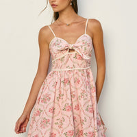 Floral Tie-Front Mini Dress