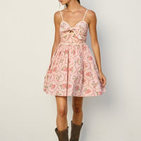 Floral Tie-Front Mini Dress