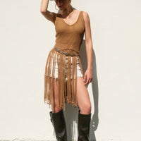 Crochet Fringe Hem Knit Tank Top