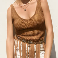 Crochet Fringe Hem Knit Tank Top