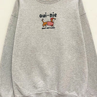 Dachshund Oui-nie Embroidered Oversized Sweatshirt