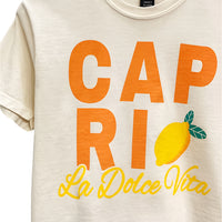 Capri “La Dolce Vita” Lemon Graphic Crop Tee