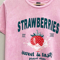 Strawberry Graphic Mineral Wash T-Shirt