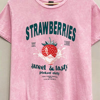 Strawberry Graphic Mineral Wash T-Shirt