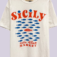 Sicily Italia Fish Market Oversized Graphic Tee