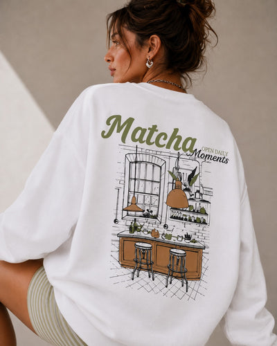 Matcha Moments Oversized Graphic Sweatshirt