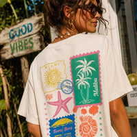 Vacation Stamps Oversized Graphic Tee