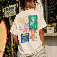 Vacation Stamps Oversized Graphic Tee