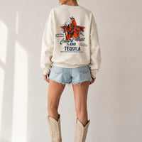 Wild West graphic sweatshirt, full-length back view on model