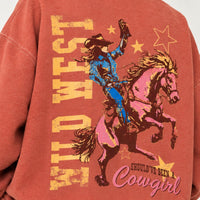 Wild West Oversized Cowgirl Graphic Sweatshirt
