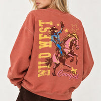 Wild West Oversized Cowgirl Graphic Sweatshirt