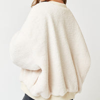 Oversized Sherpa Baseball Jumper -Ivory