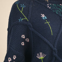 Floral Embroidered Knit Sweater