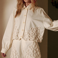 Floral Crochet Embellished Cropped Jacket