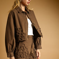Floral Crochet Embellished Cropped Jacket