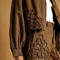 Floral Crochet Embellished Cropped Jacket