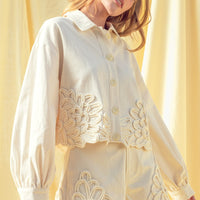 Floral Crochet Embellished Cropped Jacket
