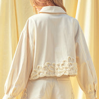Floral Crochet Embellished Cropped Jacket