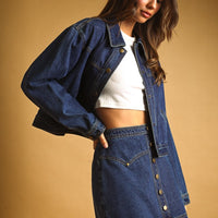 Relaxed Fit Dark Wash Western Denim Jacket