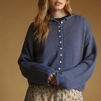 Nightfall button-front knit cardigan, front view on model