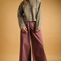 Relaxed Striped Button-Front Knit Cardigan