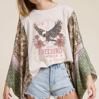 Free Bird America 1776 Boho Kaftan Sleeve Top