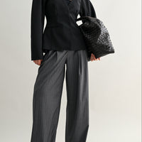 Tailored Pinstripe Wide-Leg Pants