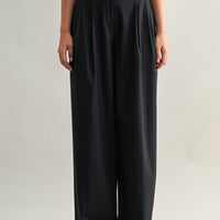 Tailored Pinstripe Wide-Leg Pants