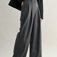 Tailored Pinstripe Wide-Leg Pants