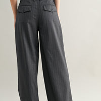Tailored Pinstripe Wide-Leg Pants