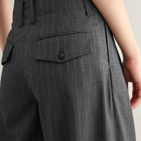 Tailored Pinstripe Wide-Leg Pants