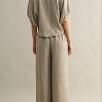 Relaxed Neutral Top and Wide Pants Set