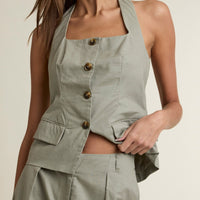 Coastal Muse Linen Blend Halter Top & Pants Set