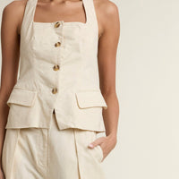 Coastal Muse Linen Blend Halter Top & Pants Set