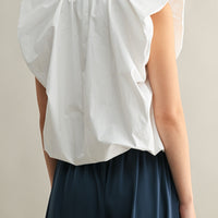 Voluminous Ruffle Sleeve Poplin Top
