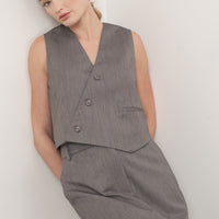 Asymmetrical Button Vest