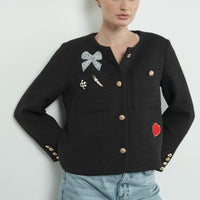 Cute Patch Tweed Jacket