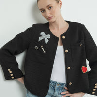 Cute Patch Tweed Jacket