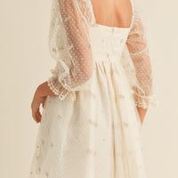 Swiss Dot Mesh Sleeve Dress