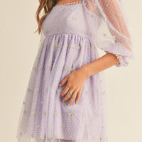 Swiss Dot Mesh Sleeve Dress