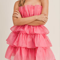 Organza Tulle Tiered Mini Dress
