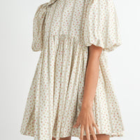 Floral Print Puff Sleeve Mini Dress