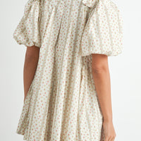 Floral Print Puff Sleeve Mini Dress