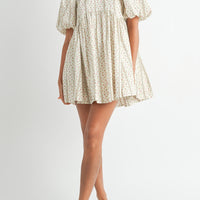 Floral Print Puff Sleeve Mini Dress
