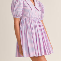 Pinstripe Collared Babydoll Dress